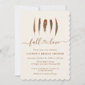 Invitation Aquarelle plumes Boho Fête des mariées d'automne (Devant)