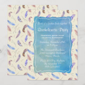 Invitation Aquarelle Plumes et fête de bachelorette Feuille (Devant / Derrière)
