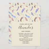 Invitation Aquarelle Plumes et Feuilles (Devant / Derrière)