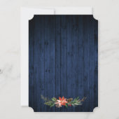 Invitation Aquarelle Poinsettia Bleu Bois Noël (Dos)