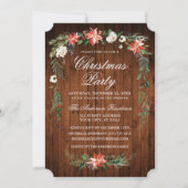 Invitation Aquarelle Poinsettia Bois fête de Noël (Devant)