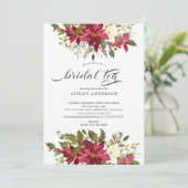 Invitation Aquarelle Poinsettia Fête de l'mariée Bride Thé (Debout devant)