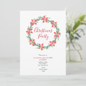 Invitation Aquarelle Poinsettia Feuille Wreath (Debout devant)