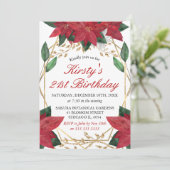 Invitation Aquarelle Poinsettia Fleurs Noël Anniversaire (Debout devant)