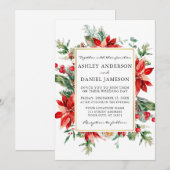 Invitation Aquarelle Poinsettia Floral Greenery Mariage (Devant / Derrière)