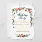 Invitation Aquarelle Poinsettia Green Gold (Devant)