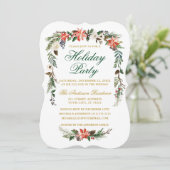 Invitation Aquarelle Poinsettia Green Gold (Debout devant)