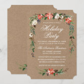 Invitation Aquarelle Poinsettia Kraft (Devant / Derrière)