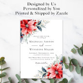 Invitation Aquarelle Poinsettia Mariage d'hiver