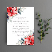 Invitation Aquarelle Poinsettia Mariage d'hiver