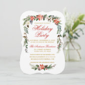 Invitation Aquarelle Poinsettia Red Gold (Debout devant)