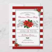 Invitation Aquarelle Poinsettia Soirée de Noël (Devant)