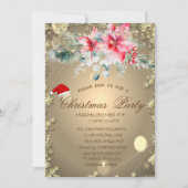 Invitation Aquarelle Poinsettia, Stars Compagnie de Noël (Devant)