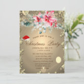 Invitation Aquarelle Poinsettia, Stars Compagnie de Noël (Debout devant)