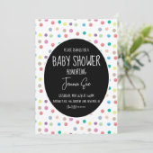 Invitation Aquarelle points Baby shower peint (Debout devant)