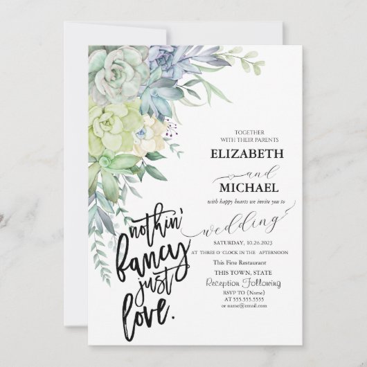 Invitation Aquarelle Points Succulents du désert (Devant)