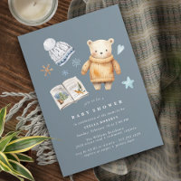 Aquarelle Polaire Ours Bleu Baby shower d'hiver