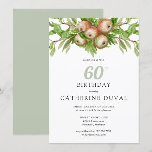 Invitation Aquarelle pommes avec branches anniversaire