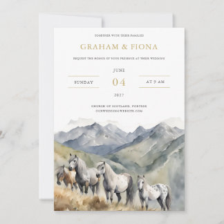 Invitation aquarelle Poney des Shetland