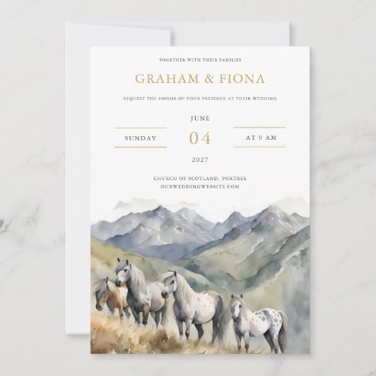Invitation aquarelle Poney des Shetland (Devant)