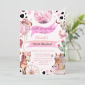 Invitation Aquarelle Pony Floral Rodeo Pois Anniversaire (Debout devant)