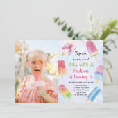 Invitation Aquarelle Popsicle Pop Sur Photo Anniversaire (Debout devant)
