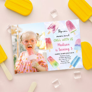 Invitation Aquarelle Popsicle Pop Sur Photo Anniversaire