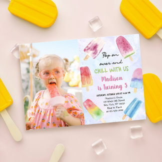 Invitation Aquarelle Popsicle Pop Sur Photo Anniversaire