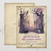 Invitation Aquarelle Porte gothique Entrée Halloween (Devant / Derrière)