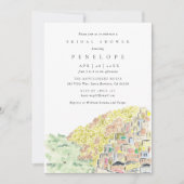 Invitation Aquarelle Positano Italie Douche nuptiale Invitati (Devant)