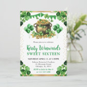 Invitation Aquarelle Pot d'or St Patrick's Sweet 16 (Debout devant)