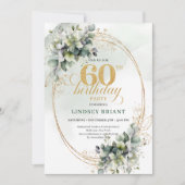 Invitation aquarelle pour 60e anniversaire en vert (Devant)