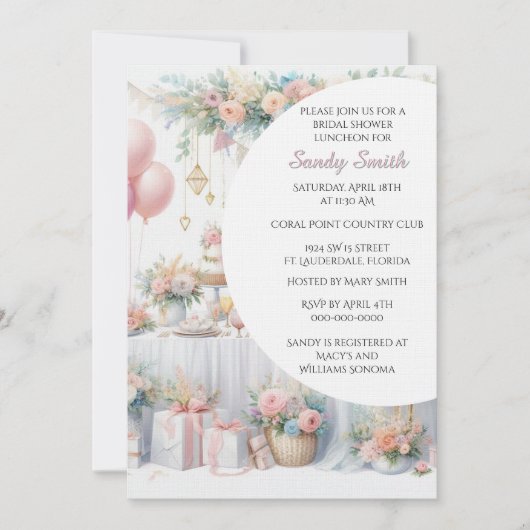Invitation aquarelle pour douche de mariée (Devant)
