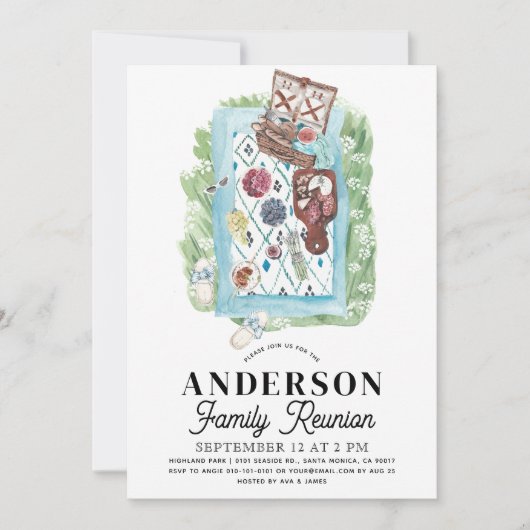 Invitation aquarelle pour pique-nique de réunion d (Devant)