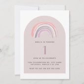 Invitation Aquarelle pourpre arc-en-ciel Premier anniversaire (Devant)