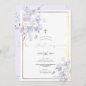 Invitation Aquarelle pourpre poussiéreuse Pois doux Christeni (Devant / Derrière)