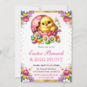 Invitation Aquarelle Poussin de printemps dans l'oeuf Brunch (Devant)