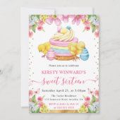 Invitation Aquarelle Poussins de Pâques et Gâteau Printemps S (Devant)