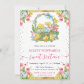 Invitation Aquarelle Poussins de Pâques et oeufs Printemps do (Devant)