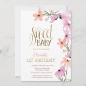 Invitation Aquarelle Pré rose Boho Fleurs Anniversaire (Devant)
