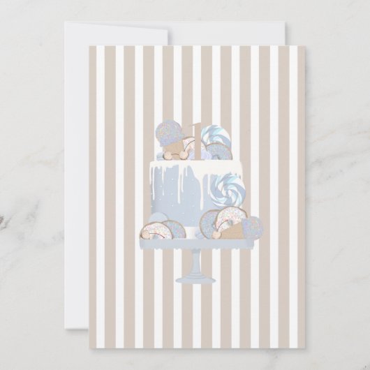 Invitation Aquarelle Premier anniversaire bébé en chaise haut (Dos)