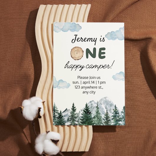 Invitation Aquarelle Premier anniversaire en plein air Invita