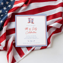 Invitation aquarelle Prépa pour le 4 juillet avec 