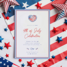 Invitation aquarelle Prépa pour le 4 juillet avec 