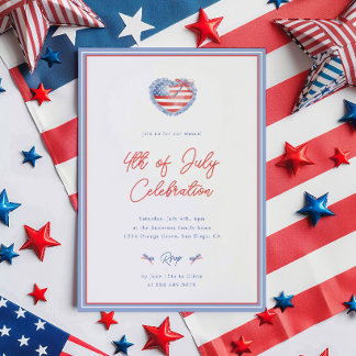 Invitation aquarelle Prépa pour le 4 juillet avec 