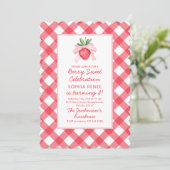 Invitation Aquarelle Preppy Fraises Berry Sweet (Debout devant)
