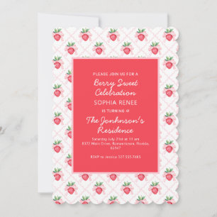 Invitation Aquarelle Preppy Fraises Berry Sweet
