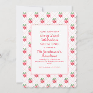 Invitation Aquarelle Preppy Fraises Berry Sweet