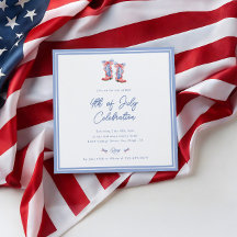 Invitation aquarelle préppy pour le 4 juillet avec