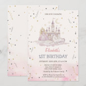 Invitation Aquarelle Princess Castle Pony (Devant / Derrière)